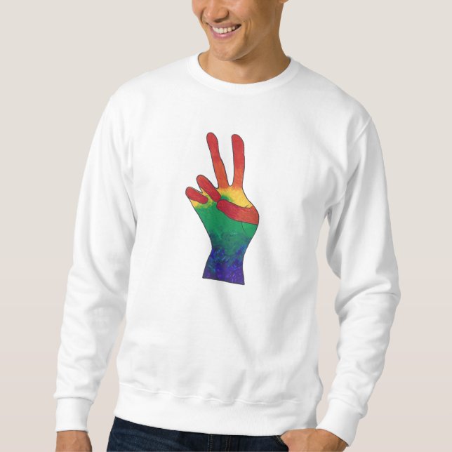 Abstract rainbow hand peace sign sweatshirts (Front)