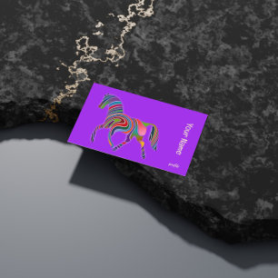 abstract rainbow horse trotting business card