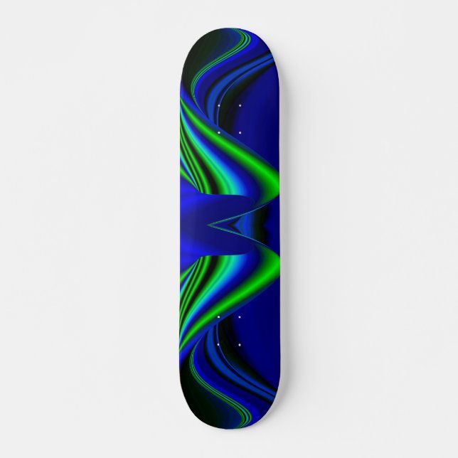 Abstract Rainbow in green and blue Skateboard (Front)