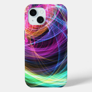 Abstract Rainbow lights vortex lights iPhone 15 Case