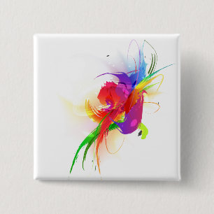 Abstract Rainbow Lorikeet Paint Splatters 15 Cm Square Badge