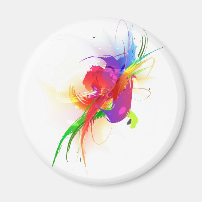 Abstract Rainbow Lorikeet Paint Splatters Magnet (Front)