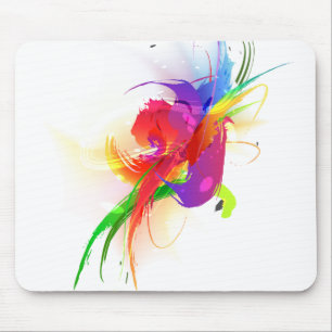 Abstract Rainbow Lorikeet Paint Splatters Mouse Pad