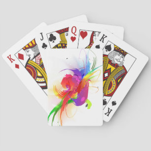 Abstract Rainbow Lorikeet Paint Splatters Playing Cards