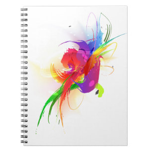 Abstract Rainbow Lorikeet Paint Splatters Spiral Notebook