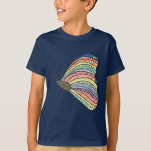 Abstract Rainbow Mosaic Butterfly Tee Shirts