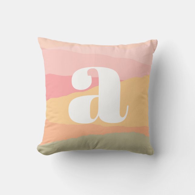 Abstract Rainbow Mountain Watercolor Landscape Cushion (Front)