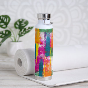 Abstract Rainbow Paint Pattern Water Bottle