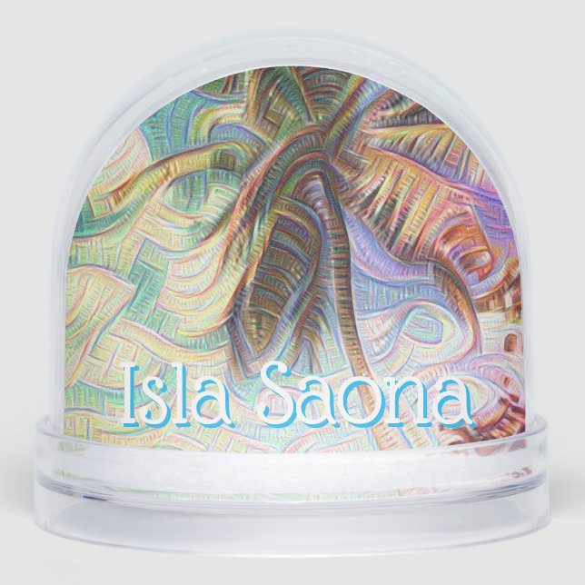 Abstract Rainbow Palm Tree Isla Saona Snowglobe (Front)