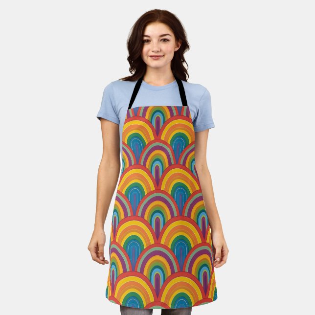 Abstract Rainbow Pattern Apron (Worn)