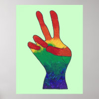Abstract rainbow peace hand sign custom posters