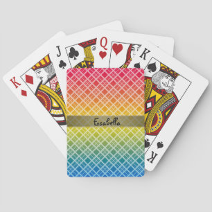Abstract ,rainbow , plaid , rainbow plaid playing cards