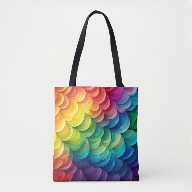 Abstract Rainbow Scale Pattern Tote Bag (Front)
