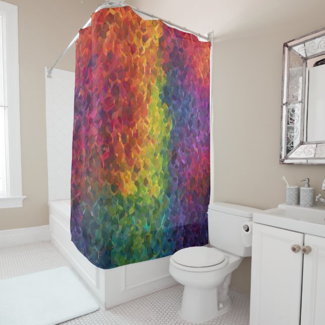 Abstract Rainbow Shower Curtain - Modern Colourful (In Situ)