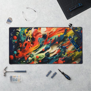 Abstract Rainbow Splash Rhapsody Art Desk Mat