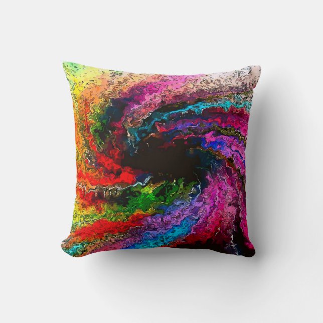 Abstract Rainbow Storm Grunge Art Throw Pillow (Front)
