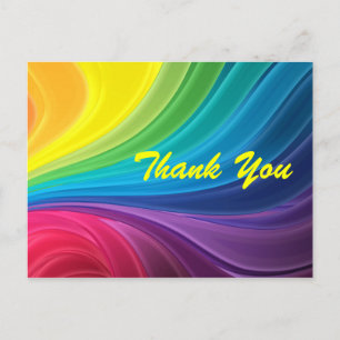 Abstract Rainbow Swirl Thank You Postcard