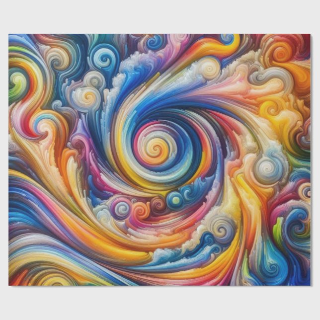 Abstract Rainbow Swirl Wrapping Paper (Flat)