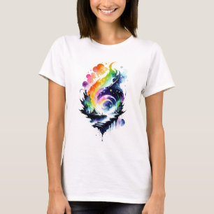 Abstract Rainbow Watercolor Fantasy Landscape T-Shirt