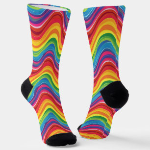 Abstract Rainbow Waves Socks
