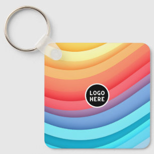 Abstract Rainbow Waves with Add your touch Key Ring