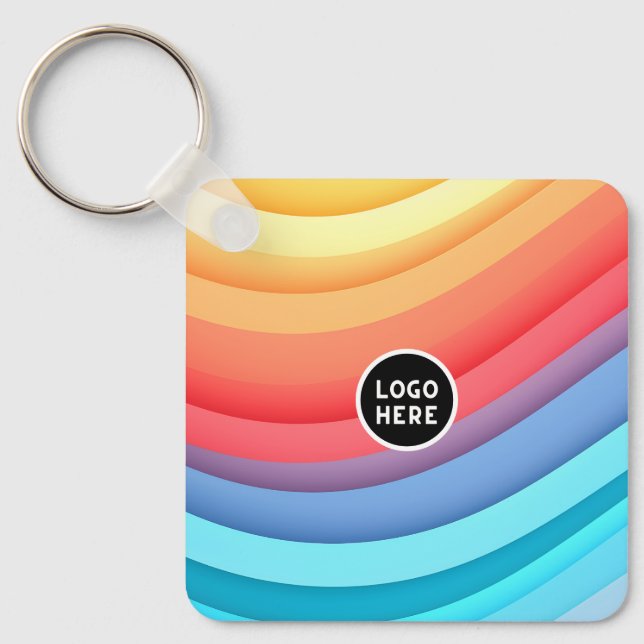Abstract Rainbow Waves with Add your touch Key Ring (Front)