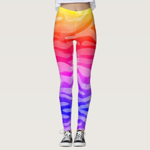 Abstract Rainbow Yellow, Red, Pink, Blue Leggings