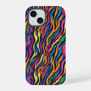 Abstract Rainbow Zebra Pattern iPhone 15 Case