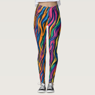 Abstract Rainbow Zebra Pattern Leggings