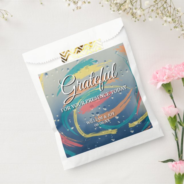 Abstract Raindrop Brushstroke Grateful Favour Bags (Sealed)