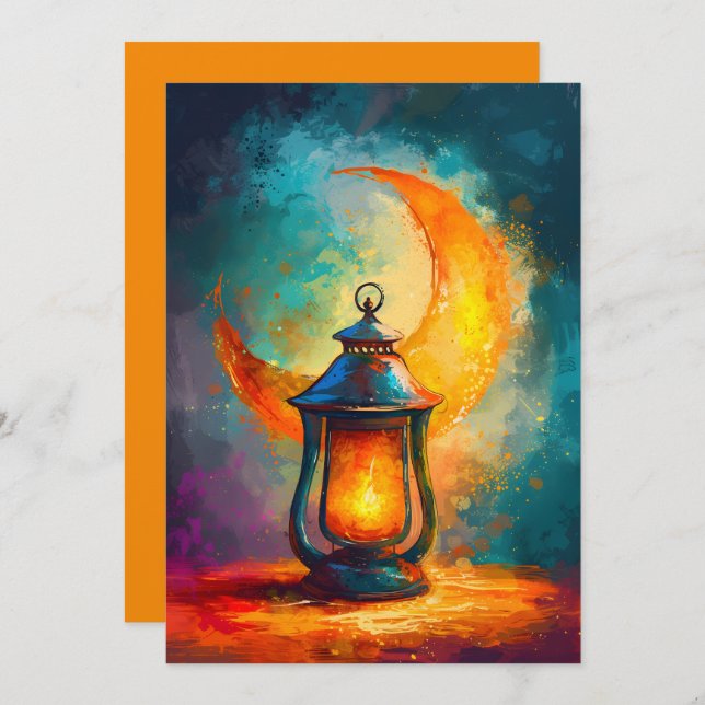 Abstract Ramadan Crescent هل هلالك يا رمضان Invitation (Front/Back)