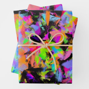 Abstract Random Messy Paint Colour Explosion Wrapping Paper Sheet