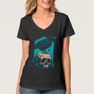 Abstract Raven Blackbird & Skull Poetry Graphic T-Shirt