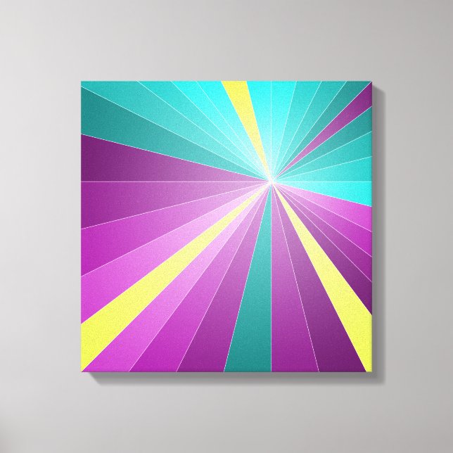 Abstract rays Colourful vibrant Geometric Funky Canvas Print (Front)