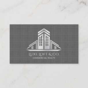 Abstract Real Estate Logo Grey Carbon Fibre Business Card