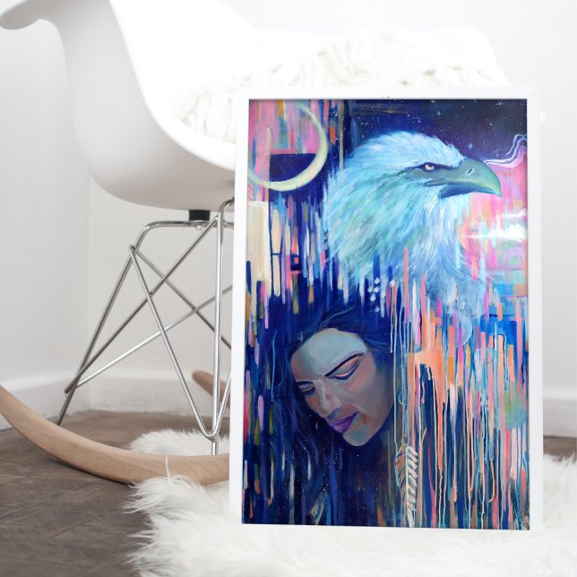 Abstract Realism Eagle & Woman Portrait Painting Poster (Creator Uploaded)