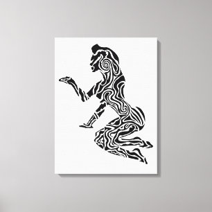 Abstract Rearing Horse Art Modern Black & White Canvas Print