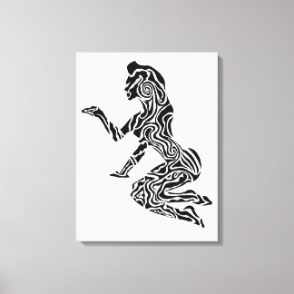 Abstract Rearing Horse Art | Modern Black & White  Canvas Print