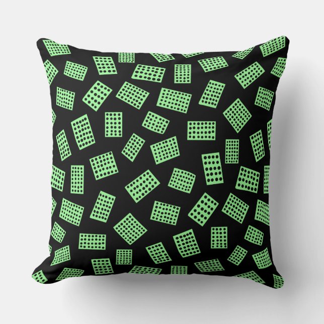 Abstract Rectangles 081122 -  Mint Green on Black Cushion (Front)
