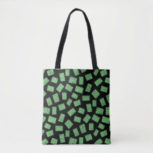 Abstract Rectangles 081122 - Mint Green on Black Tote Bag
