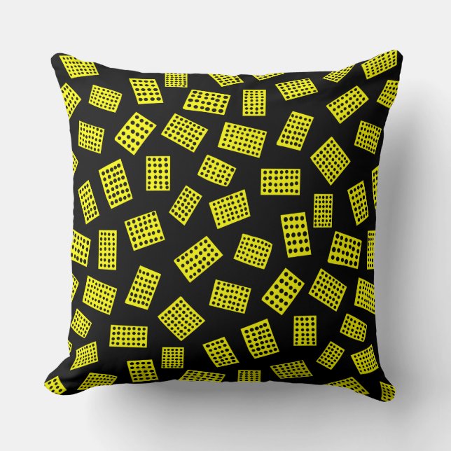 Abstract Rectangles 081122 -  Yellow on Black Cushion (Front)