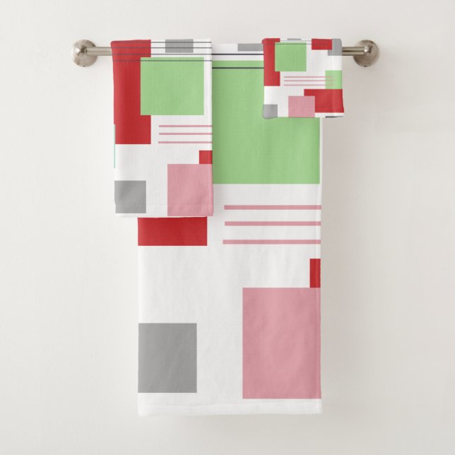 Abstract Rectangles and Lines  Bath Towel Set (Insitu)