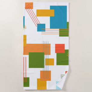 Abstract Rectangles and Lines Beach Towel
