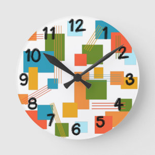 Abstract Rectangles and Lines  Round Clock