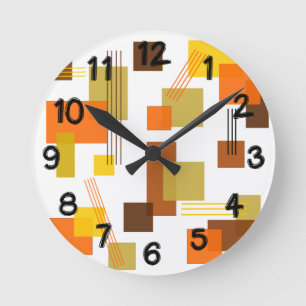 Abstract Rectangles and Lines  Round Clock