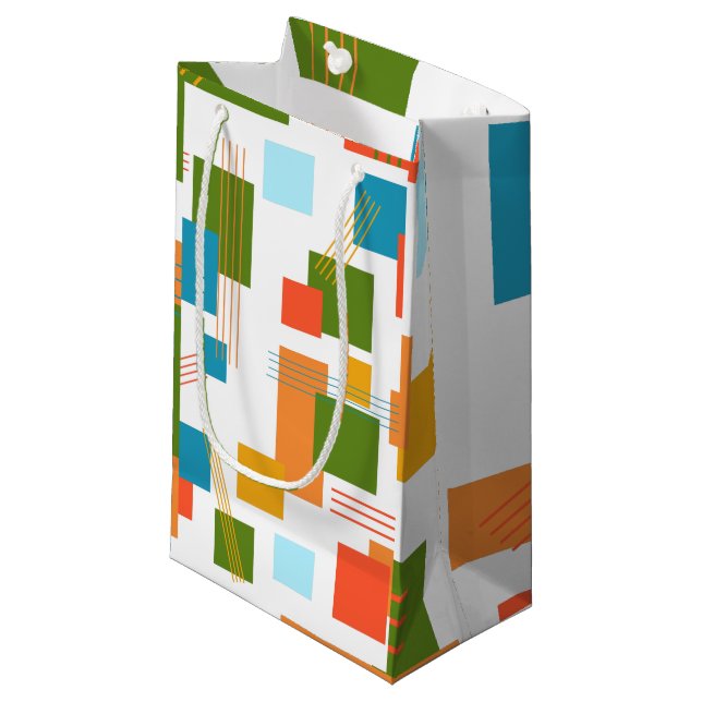 Abstract Rectangles and Lines  Small Gift Bag (Front Angled)