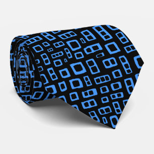 Abstract Rectangles - Baby Blue on Black Tie