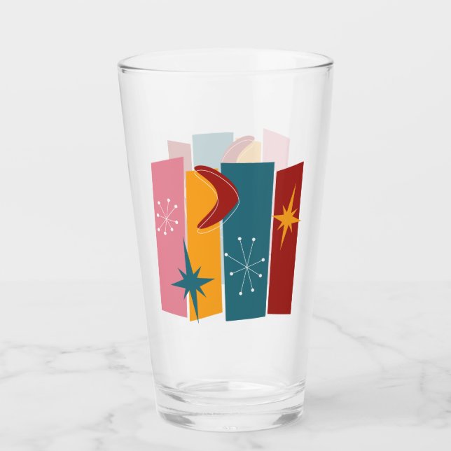 Abstract Rectangles Boomerang Stars Mid Century Glass (Front)