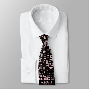 Abstract Rectangles - Faded Pink on Black Tie