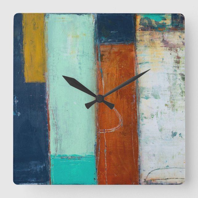 Abstract Rectangles Square Wall Clock (Front)